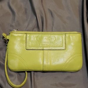 Apple green leather wristlet